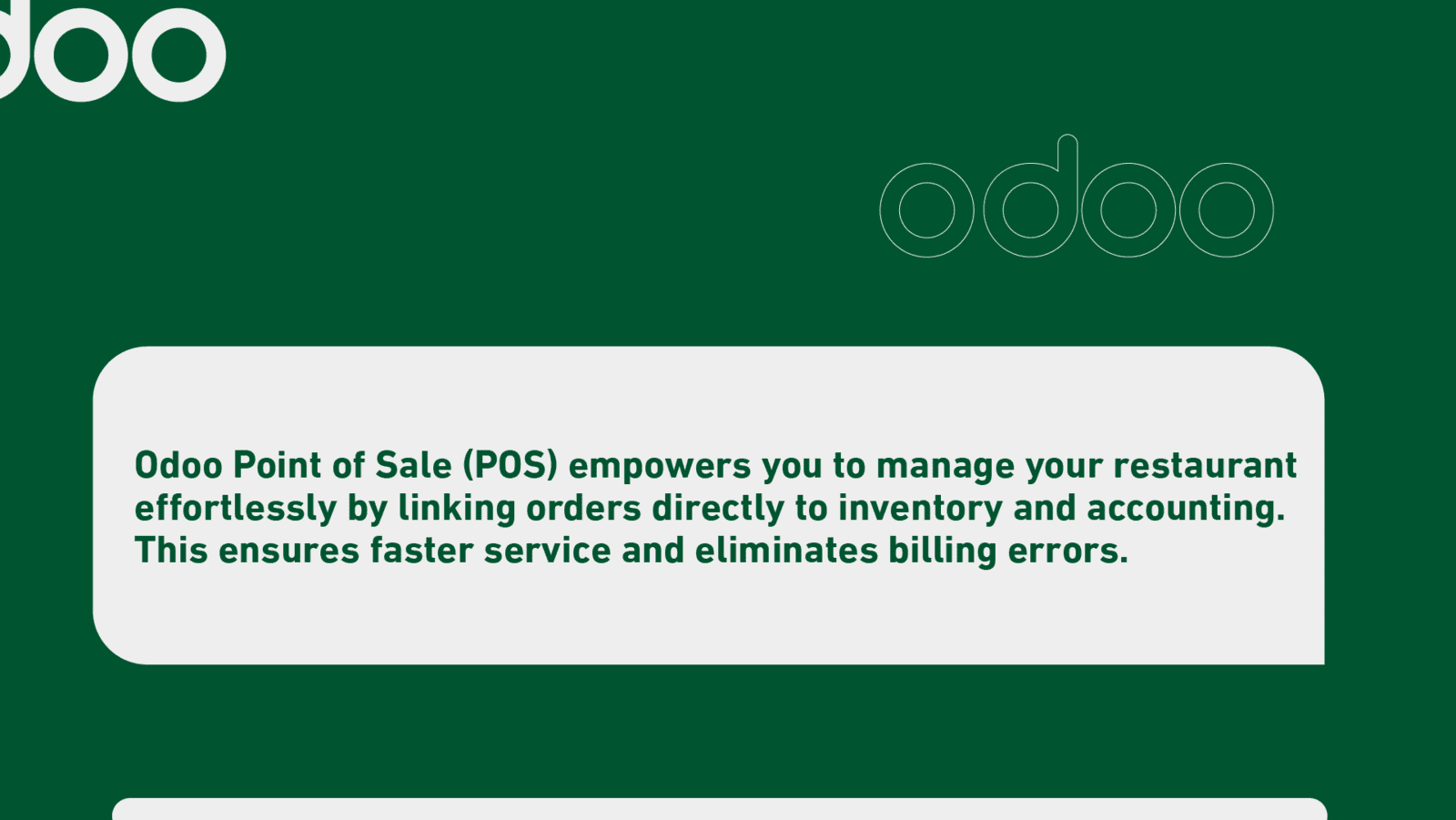 Odoo Point of Sale POS system for restaurants linking orders to inventory and accounting for faster service and zero billing errors